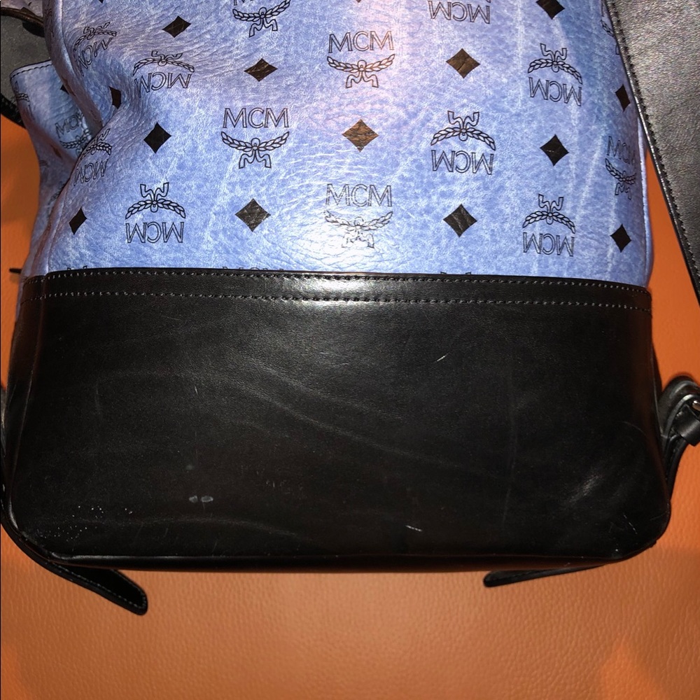 MCM Heritage Double Pocket Backpack Denim Blue - Picture 8 of 14